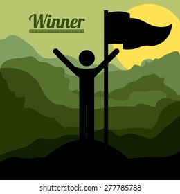 Sport design over landscape background, vector illustration