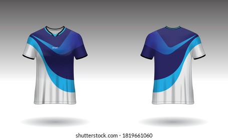 Plantilla de diseño deportivo camiseta de fútbol para club de fútbol. vista frontal y posterior uniforme