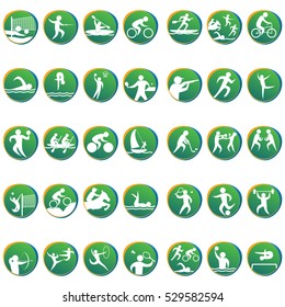 Sport disciplines vector icons and illustrations