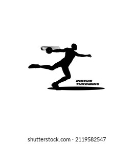 sport discus throwing silhouette vector
