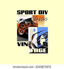 sport division calissic car vintage vector