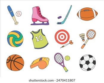 Sport Doodle Illustration Set Bundle