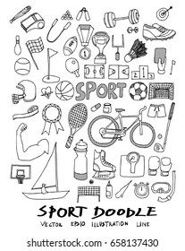 Sport Doodle line vector set