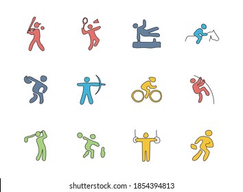 sport doodles isolated on white. sport icon set for web design, user interface, mobile apps and print