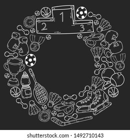 Sport Doodles set. Hand drawn vector illustration.