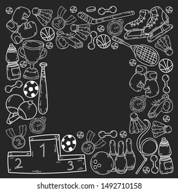 Sport Doodles set. Hand drawn vector illustration.