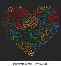 Sport Doodles set. Hand drawn vector illustration.