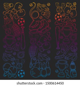 Sport Doodles set. Hand drawn vector illustration.