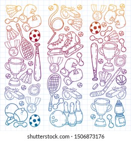 Sport Doodles set. Hand drawn vector illustration.