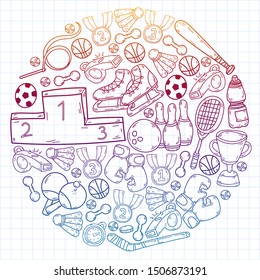 Sport Doodles set. Hand drawn vector illustration.