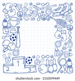 Sport Doodles set. Hand drawn vector illustration.