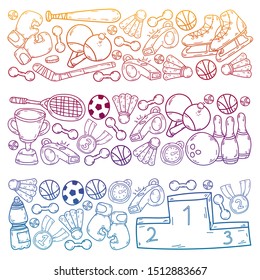 Sport Doodles set. Hand drawn vector illustration.