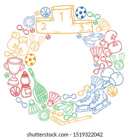 Sport Doodles set. Hand drawn vector illustration.
