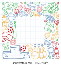 Sport Doodles set. Hand drawn vector illustration.