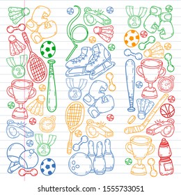 Sport Doodles set. Hand drawn vector illustration.