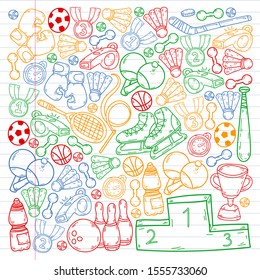 Sport Doodles set. Hand drawn vector illustration.