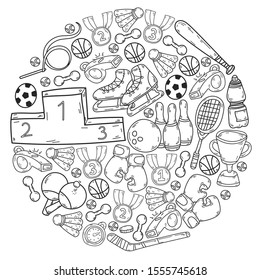 Sport Doodles set. Hand drawn vector illustration.