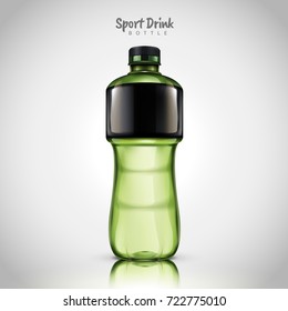 Sport Drink Package Mockup, Plastic Blank Bottle Template Isolated On Light Gray Light Background