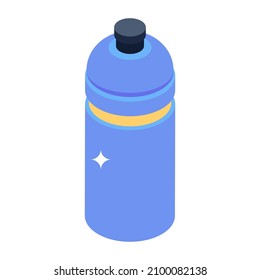 Sport Drinking Equipment, Isometric Icon Of Water Bottle 

