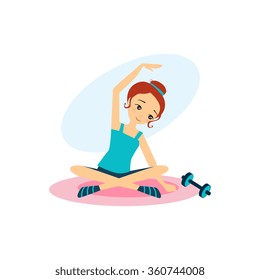 Sport with Dumbbells. Daily Routine Activities of Women. Colourful Vector Illustration