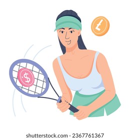 Sport earning flat character illustration 