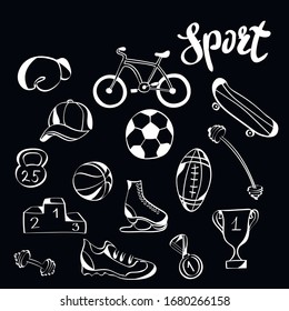 Sport, education chalk vector isolated design elements . Concept for logo, icon , print, cards 