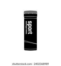 Sport electrolyte hydration tablets with cylinder tube in black fill flat icon vector illustration. Editable graphic resources for many purposes.