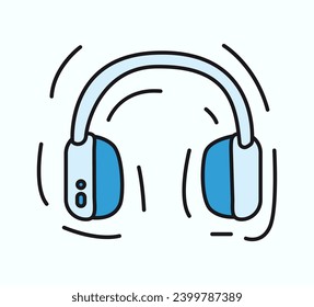 Elemento deportivo de conjunto colorido. Una dinámica ilustración de temática deportiva con un diseño colorido y audífonos delineados capturan la esencia de la música que alimenta el entrenamiento de los atletas. Ilustración vectorial.