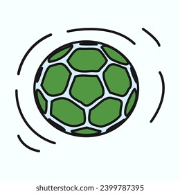 Sportelement des bunten Sets. Ein dynamisches Kunstwerk mit buntem Design und einem umrissenen Fußball erfasst das Wesen des Sports und die Energie, die mit dem Spielen des Fußballs verbunden ist. Vektorgrafik.