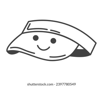 Sport element of set in black line design. This black-outlined tennis hat illustration is a must-have for any sport-themed design, adding a touch of authenticity to your visuals. Vector illustration.