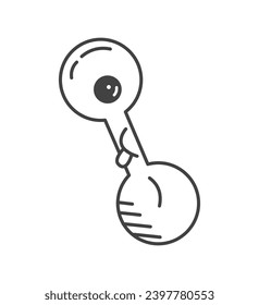 Elemento deportivo de conjunto en diseño de línea negra. Este timbre de timbre tierno de estilo kawaii evoca la esencia de la aptitud y la fuerza, lo que lo convierte en una elección apropiada para materiales deportivos. Ilustración vectorial.