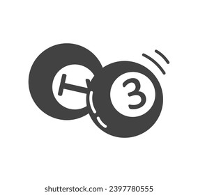 Sport element of set in black line design. This black-outlined billiard balls is a classic addition to sport-themed designs, symbolizing strategy and precision in the game. Vector illustration.