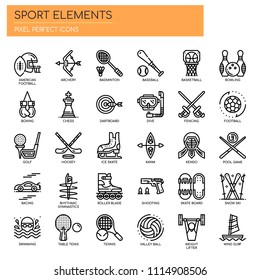 Sport Elements , Thin Line and Pixel Perfect Icons
