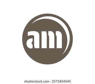 AM sport emblem or team logotype. Ball logo with a combination of Initial letter A and M for balls shop, sports company, training, club badge. Vector illustration.