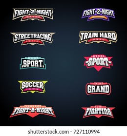 Sport emblem typography set. Super logo for your t-shirt. Mega logotype collection