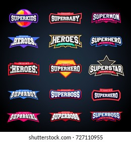 Sport emblem typography set. Vector sporty Super logo for your t-shirt. Vector Mega logotype collection