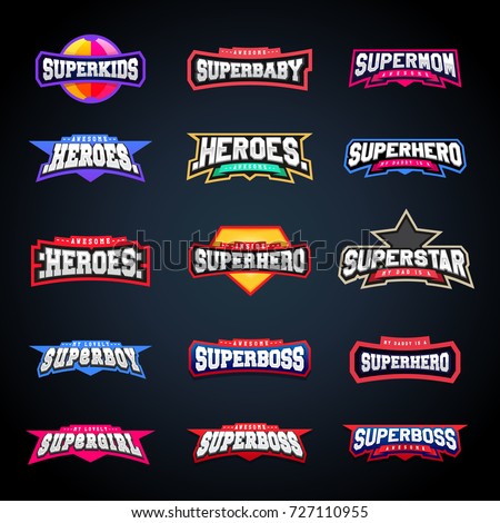 Sport emblem typography set. Vector sporty Super logo for your t-shirt. Vector Mega logotype collection