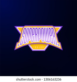 Sport emblem typography. Super power hero logotype sticker for your t-shirt, print, apparel.