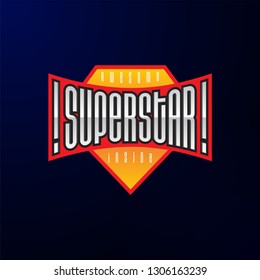 Sport Emblem Typography. Super Star Hero Logotype Sticker For Your T-shirt, Print, Apparel.