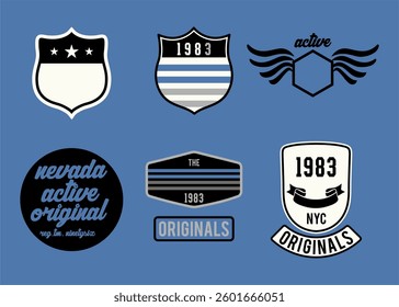  Sport Emblems Logos Vector Illustration Set