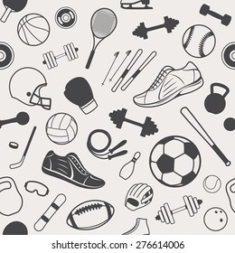 Sport Equipment Background, Seamles Pattern