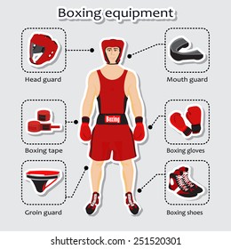 Sport equipment for boxing martial arts with sportsman