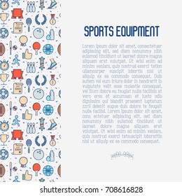 Sport equipment concept with thin line sport and winning games icons. Vector illustration for banner, web page, print media.