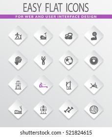 Sport equipment easy flat web icons for user interface design