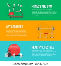 Sport equipment flat icons isolated. Gym training, bodybuilding and active lifestyle, fitness equipment. Vector Athlete and Sport illustrations