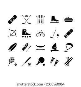 Sport Equipment flat line icons set. Sports Games Equipment  and activities. Simple flat vector illustration for store, web site or mobile app.