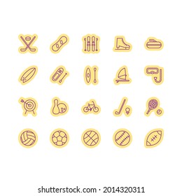 Sport Equipment flat line icons set. Sports Games Equipment and activities. Simple flat vector illustration for store, web site or mobile app.