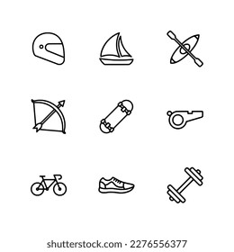 Sport equipment icon set on white background