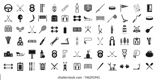 Sport equipment icon set. Simple set of sport equipment vector icons for web design isolated on white background