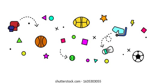 Sport equipment icon set. Vector illustration.